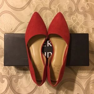 Red pointed toe flats